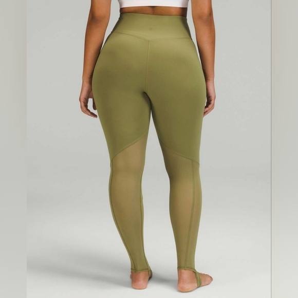 Lululemon Nulu Crisscross Mesh Stirrup Tight Bronze Green – Size 10 - Picture 2 of 6